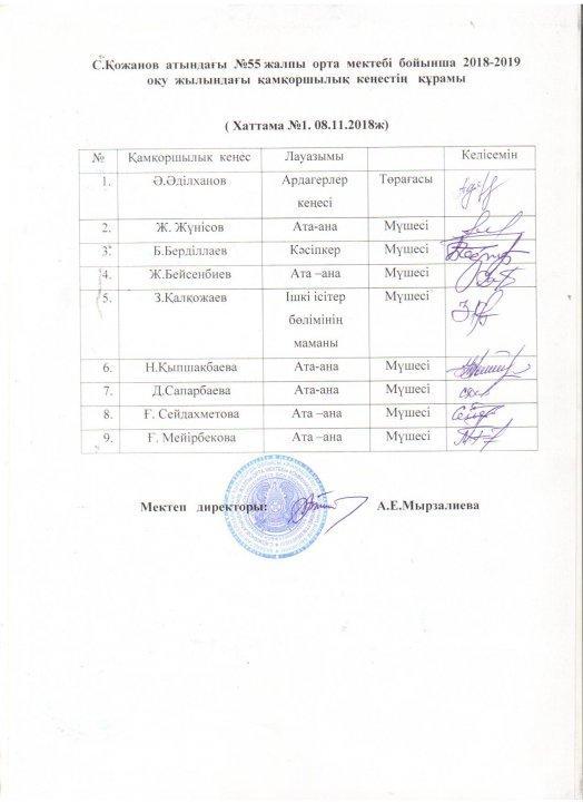 Қамқоршылық кеңесі 2018-2019
